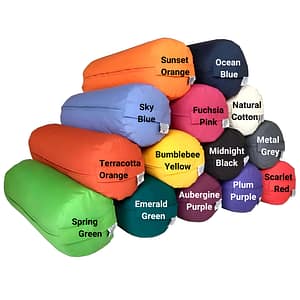 Yoga Bolster Replacement Plain Covers. Labelled colours