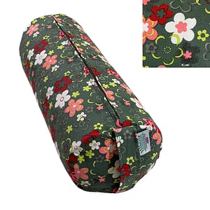 Organic Buckwheat Yoga Bolster with Grey Floral Cover