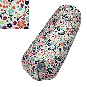 Organic Buckwheat Yoga Bolster with White Floral Cover