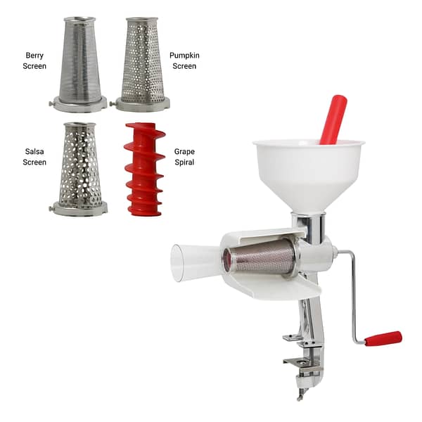 Johnny Apple Sauce Maker Model 250 Food Strainer with Four-Piece Accessory Pack