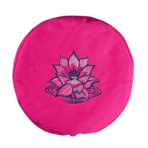 Fuchsia pink lotus flower embroidered bolster end