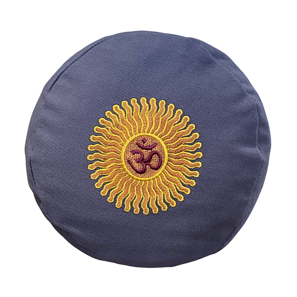 Metal Grey Embroidered bolster end with Om and sun