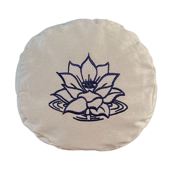 Natural Cotton lotus flower Embroidered bolster end