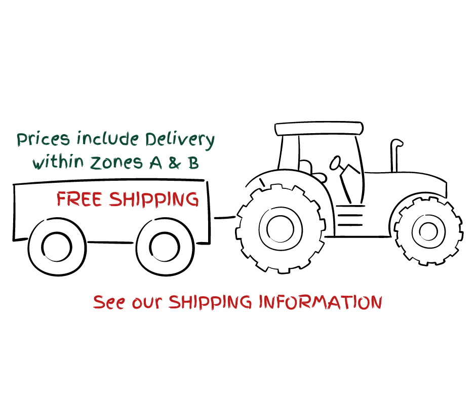 Prices include delivery within zones A & B. See our shipping Information